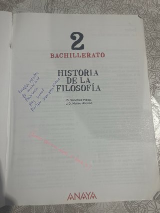 Libro Historia de la filosofía 2 Bachillerato