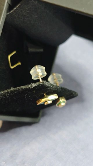Pendientes Oro y Diamantes Ojo Verde