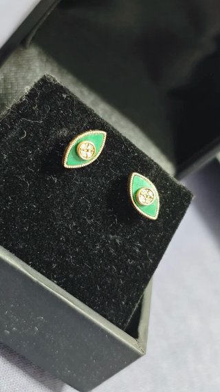 Pendientes Oro y Diamantes Ojo Verde