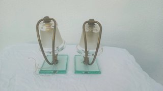 Coppia Lampade Art Decò Vetro e Metallo