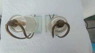 Coppia Lampade Art Decò Vetro e Metallo