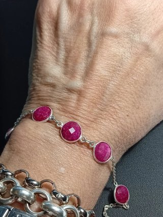 Pulsera Plata Ley rubí facetado