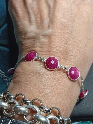 Pulsera Plata Ley rubí facetado