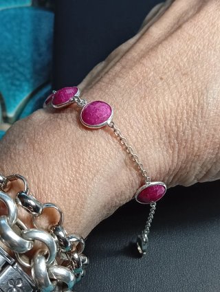 Pulsera Plata Ley rubí facetado