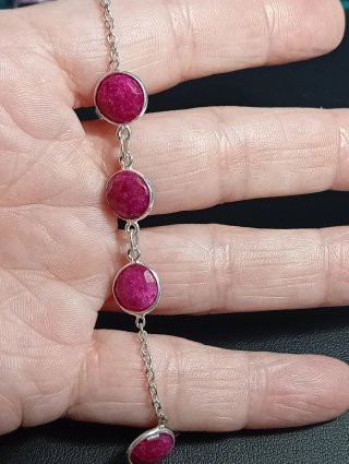 Pulsera Plata Ley rubí facetado