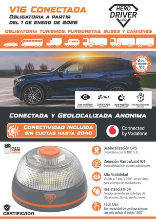 Baliza V16 Geolocalizada DGT 3.0 - HERO DRIVER