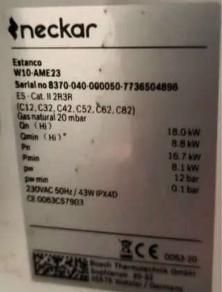 Calentador gas natural Neckar W10-AME23