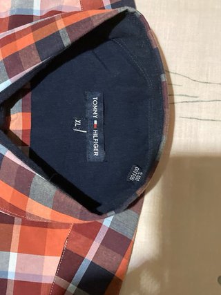 Camisa Tommy Hilfiger XL Cuadros Naranja