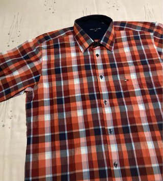 Camisa Tommy Hilfiger XL Cuadros Naranja