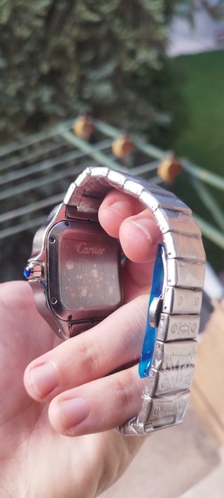 Reloj Cartier Azul y Plateado