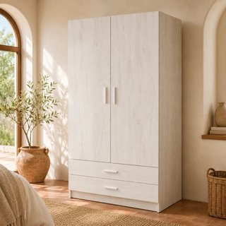 Armarios de madera blancos y marrones