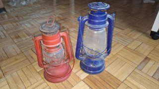 Lote 3 Candiles Antiguos (Rojo, Azul, Gris)