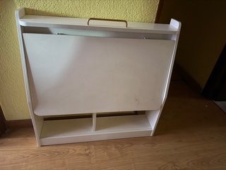Escritorio Plegable Blanco con Estanterías