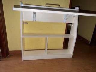 Escritorio Plegable Blanco con Estanterías