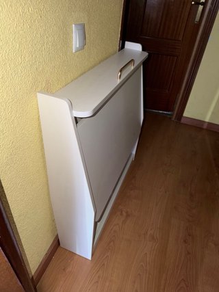 Escritorio Plegable Blanco con Estanterías