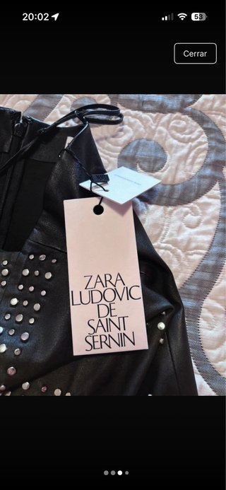 Vestido Zara piel tachuelas negro