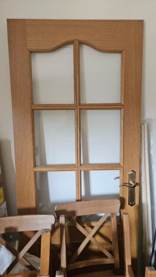 Puerta Roble 82cm Acristalada