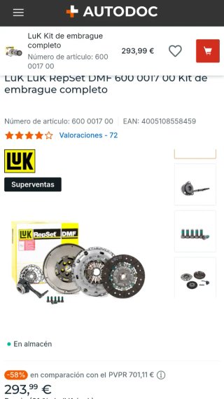 Kit Embrague completo + Volante motor 600001700