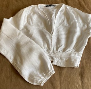 Blusa Zara Lino XS Manga Larga