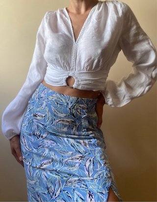 Blusa Zara Lino XS Manga Larga