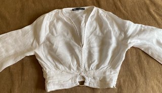Blusa Zara Lino XS Manga Larga