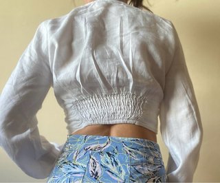 Blusa Zara Lino XS Manga Larga