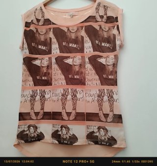 Camiseta rosa M con estampado fotográfico