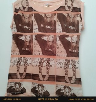 Camiseta rosa M con estampado fotográfico