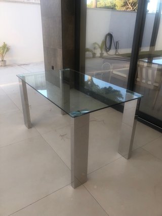 Mesa de comedor cristal y metal SIN sillas