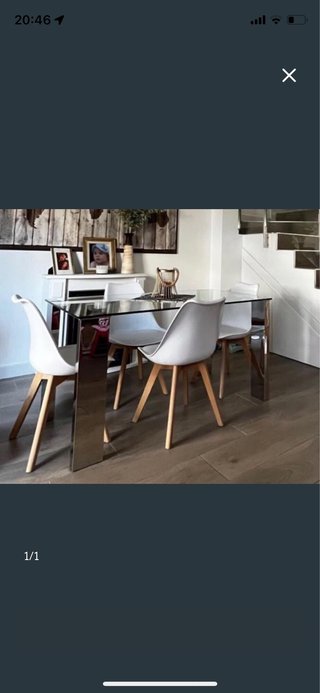Mesa de comedor cristal y metal SIN sillas