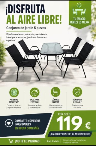 Conjunto de jardín 5 piezas
