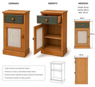 Armario y mesita de noche madera maciza