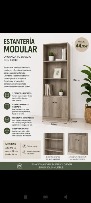 Estantería modular color roble
