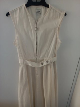 Vestido largo Zara blanco t.M