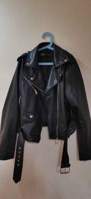Chaqueta Zara Clásica Negra Piel Sintética