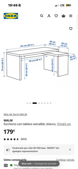 Escritorio IKEA MALM extraíble