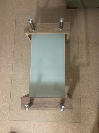 Mesa de centro cristal y madera