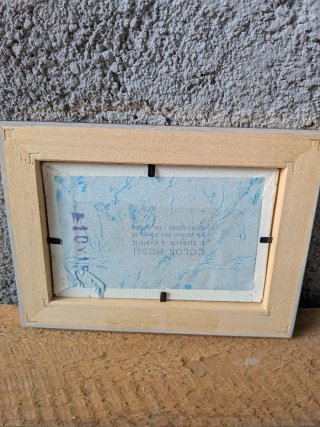 Quadro fiori blu con cornice oro