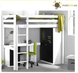 Cama alta de madera maciza