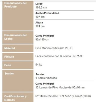 Cama alta de madera maciza