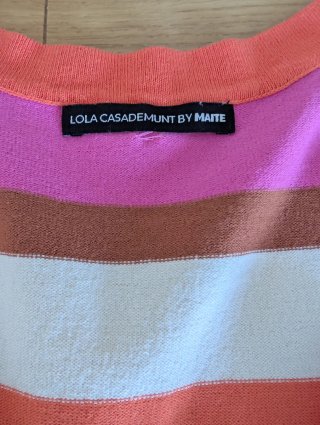 Top punto Lola Casademunt rayas naranja y rosa