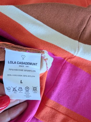 Top punto Lola Casademunt rayas naranja y rosa