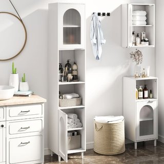 Armario alto de baño con 2 puertas de vidrio estri