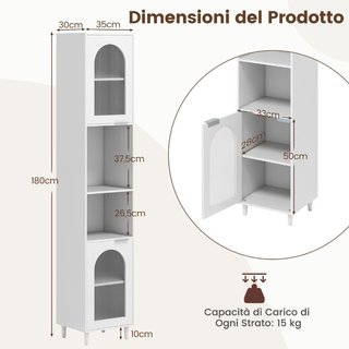 Armario alto de baño con 2 puertas de vidrio estri