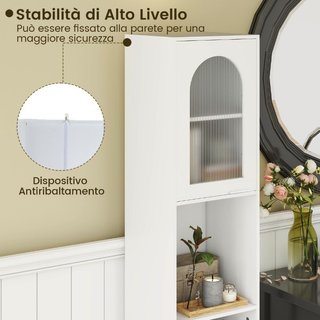 Armario alto de baño con 2 puertas de vidrio estri