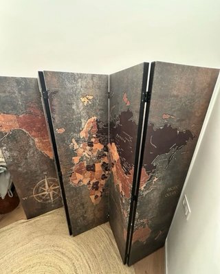 Biombo decorativo mapa mundi