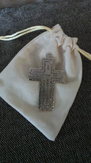 Colgante Cruz Padre Nuestro chapado plata