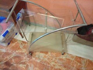 Carrito auxiliar cristal y metal