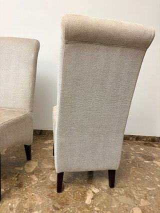 8 Sillas Comedor Tela Beige y Madera
