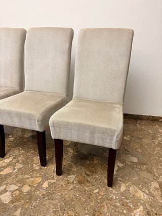 8 Sillas Comedor Tela Beige y Madera